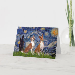 Sterrennacht - twee Basenji's Feestdagen Kaart