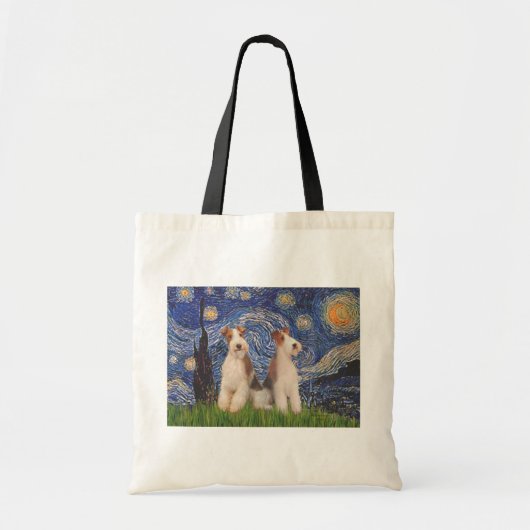 Sterrennacht - Twee draad Fox Terriers Tote Bag (Voorkant)