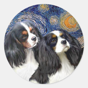 Sterrennacht - Twee Tri Cavaliers Ronde Sticker
