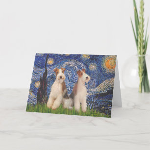 Sterrennacht - twee Wire Fox Terriers Kaart