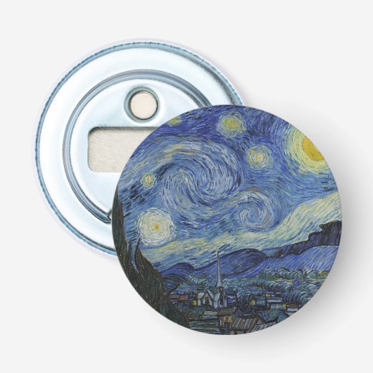 Sterrennacht & Van Gogh/beroemde kunst Button Flesopener (Voorkant)