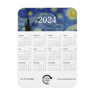 Sterrennacht Van Gogh Business Logo 2024 Kalender Magneet