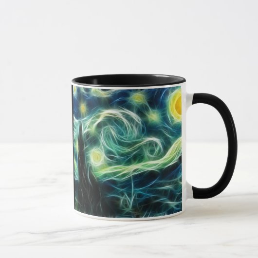 Sterrennacht Van Gogh Fractal art Mok (Rechts)