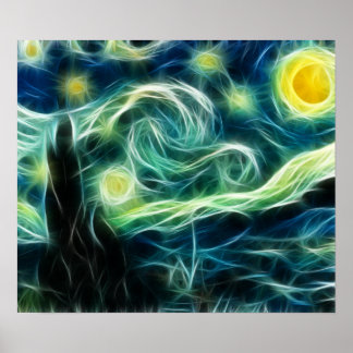 Sterrennacht Van Gogh Fractal art Poster
