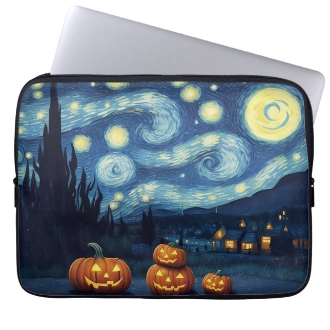 Sterrennacht Van Gogh Halloween Laptop Sleeve (Voorkant)