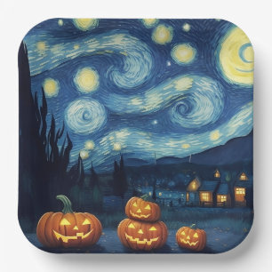 Sterrennacht Van Gogh Halloween Papieren Bordje