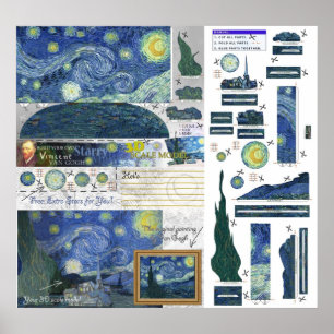 Sterrennacht Van Gogh Papercraft Poster Print