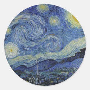 "Sterrennacht" van Van Gogh Ronde Sticker