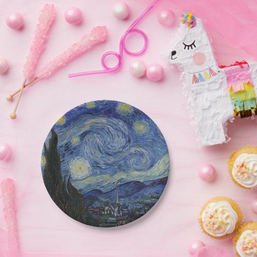 Sterrennacht van Vincent van Gogh - 1889 Papieren Bordje (Feest)