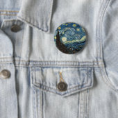 Sterrennacht van Vincent Van Gogh Ronde Button 5,7 Cm (In situ)