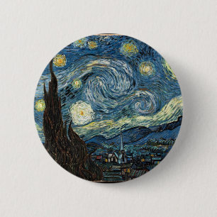 Sterrennacht van Vincent Van Gogh Ronde Button 5,7 Cm