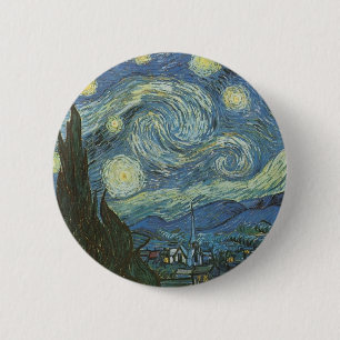 Sterrennacht van Vincent Van Gogh Ronde Button 5,7 Cm