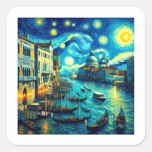 Sterrennacht Venetië Italië Vierkante Sticker