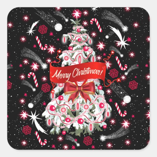 Sterrennacht Vierkante Sticker (Voorkant)