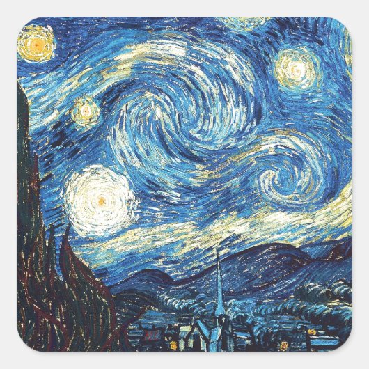 Sterrennacht Vierkante Sticker (Voorkant)