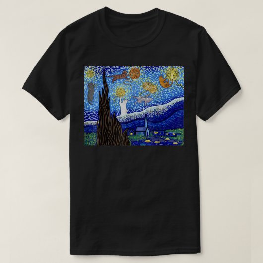 Sterrennacht Vincent van Gogh beroemde schilderije T-shirt (Design voorkant)