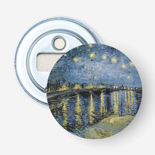 Sterrennacht Vincent van Gogh Button Flesopener (Voorkant)