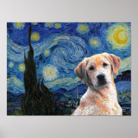Sterrennacht Vincent Van Gogh Cute Labrador Dog