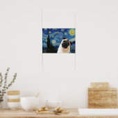 Sterrennacht Vincent Van Gogh Cute Pug Dog Poster (Keuken)