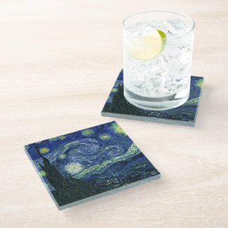 Sterrennacht Vincent van Gogh Fine Art Painting Glazen Onderzetter