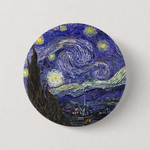 Sterrennacht, Vincent Van Gogh. Ronde Button 5,7 Cm