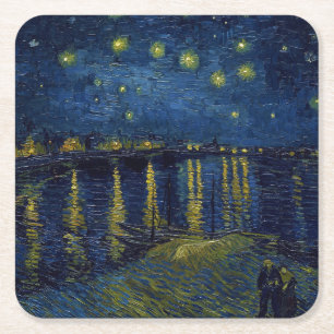Sterrennacht Vincent van Gogh Vierkante Kartonnen Onderzetter