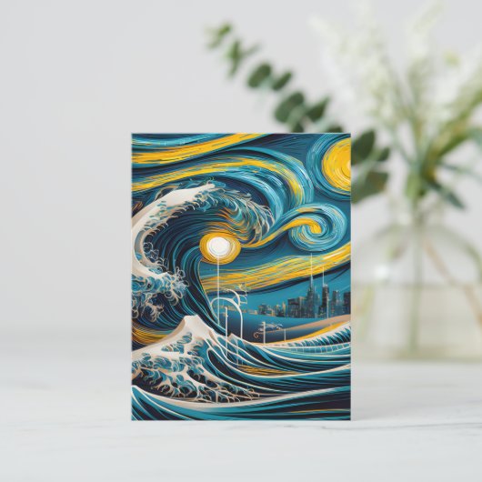 Sterrennacht Wave Briefkaart (Staand voorkant)