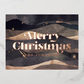 Sterrennacht Winter Sky Modern Elegant Chic Folie Feestdagen Briefkaart (Voorkant)