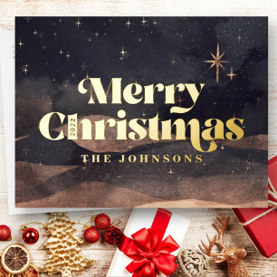 Sterrennacht Winter Sky Modern Elegant Chic Folie Feestdagen Briefkaart