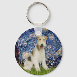Sterrennacht - Wire Fox Terrier (M) Sleutelhanger