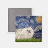 Sterrennacht - Witte pekingese 4 Magneet (Voorkant / Achterkant)