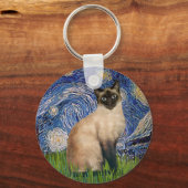 Sterrennacht - Zeegelpunt Siamese kat Sleutelhanger (Voorkant)