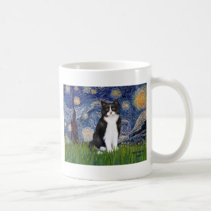 Sterrennacht - Zwart en Witte Kat Koffiemok