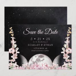 Sterrennacht zwart/roze drievoudig motorhandfastin save the date