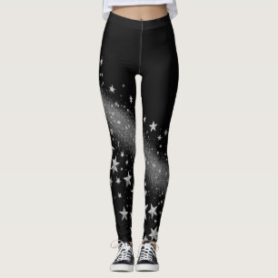 Sterrennachten Witte Glans Elegant Leggings