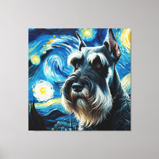 Sterrenreus Schnauzer Hondenportret - Dierenportre Canvas Afdruk