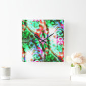 Sterrenschaduwen op glazen bloemige spots, roze to vierkante klok (Huis)