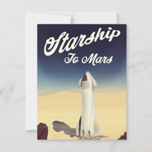 Sterrenschip naar Mars retro stijl ruimtereis.