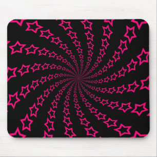Sterrenspiraal: Roze en zwart: Custom Mousepad Muismat