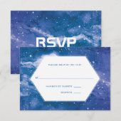 Sterrenstof Kosmische Violet Bruiloft RSVP Kaartje (Voorkant / Achterkant)