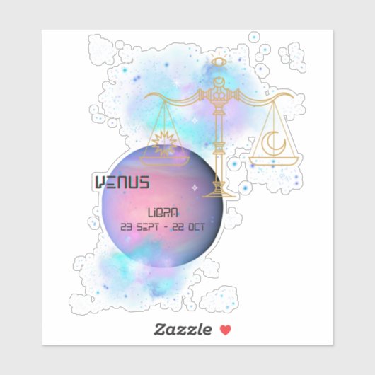 Sterrensymbool van de Libra Zodiac Venus Planet As Sticker (Vel)