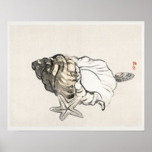 Sterrenvis en Conchby Kono Bairei (1844-1895) Poster