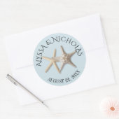 Sterrenvis Lichtblauw Bruiloft Ronde Sticker (Envelop)