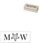 Sterrenvis Star Vis 2 Initiaal Bruiloft Monogram Rubberstempel (Gestempeld)