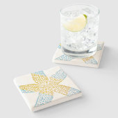 Sterrenvis Strand Luchtblauw Glitterend Goud Wit M Stenen Onderzetter (Zijkant)