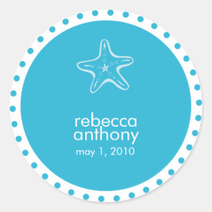 Sterrenvis trouwlabel ronde sticker