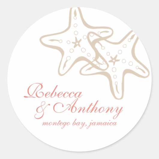 Sterrenvis trouwlabel ronde sticker (Voorkant)