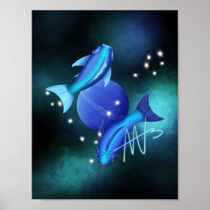Sterrenvissen Neptunus Zodiac Poster