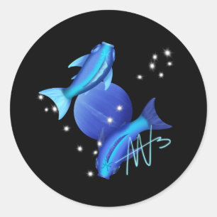 Sterrenvissen Neptunus Zodiac Ronde Sticker