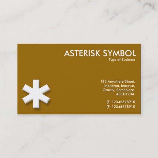 Sterretsymbool - bruin (996600) visitekaartje (Voorkant)